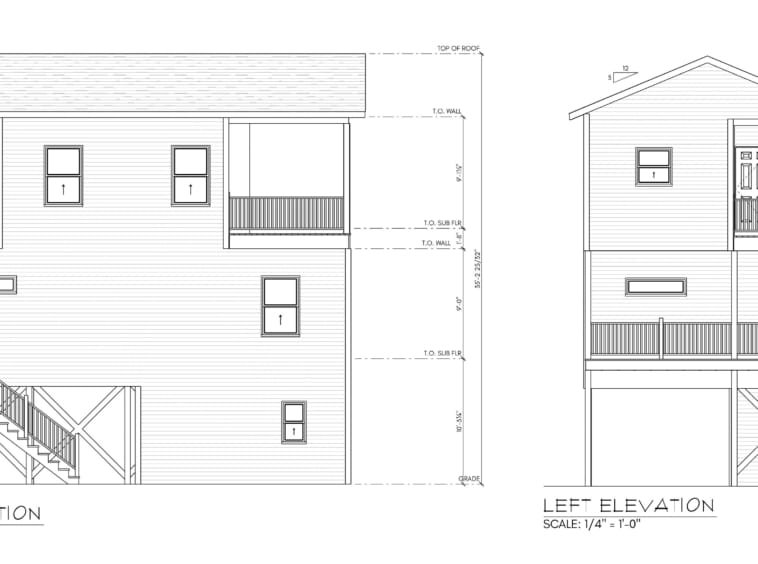 Kinnakeet Villas Vista Model Front Elevation and Left Elevation