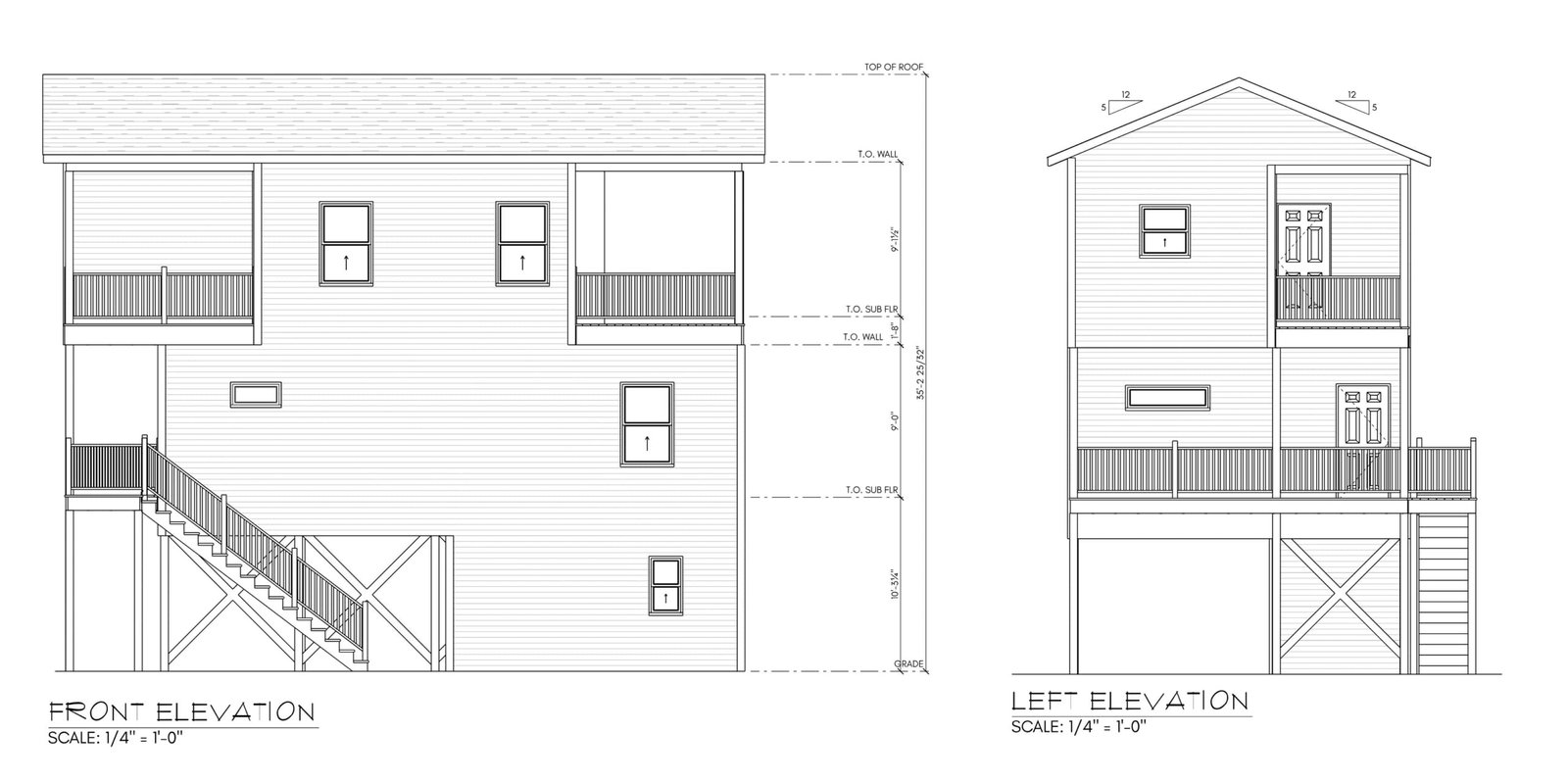 Kinnakeet Villas Vista Model Front Elevation and Left Elevation